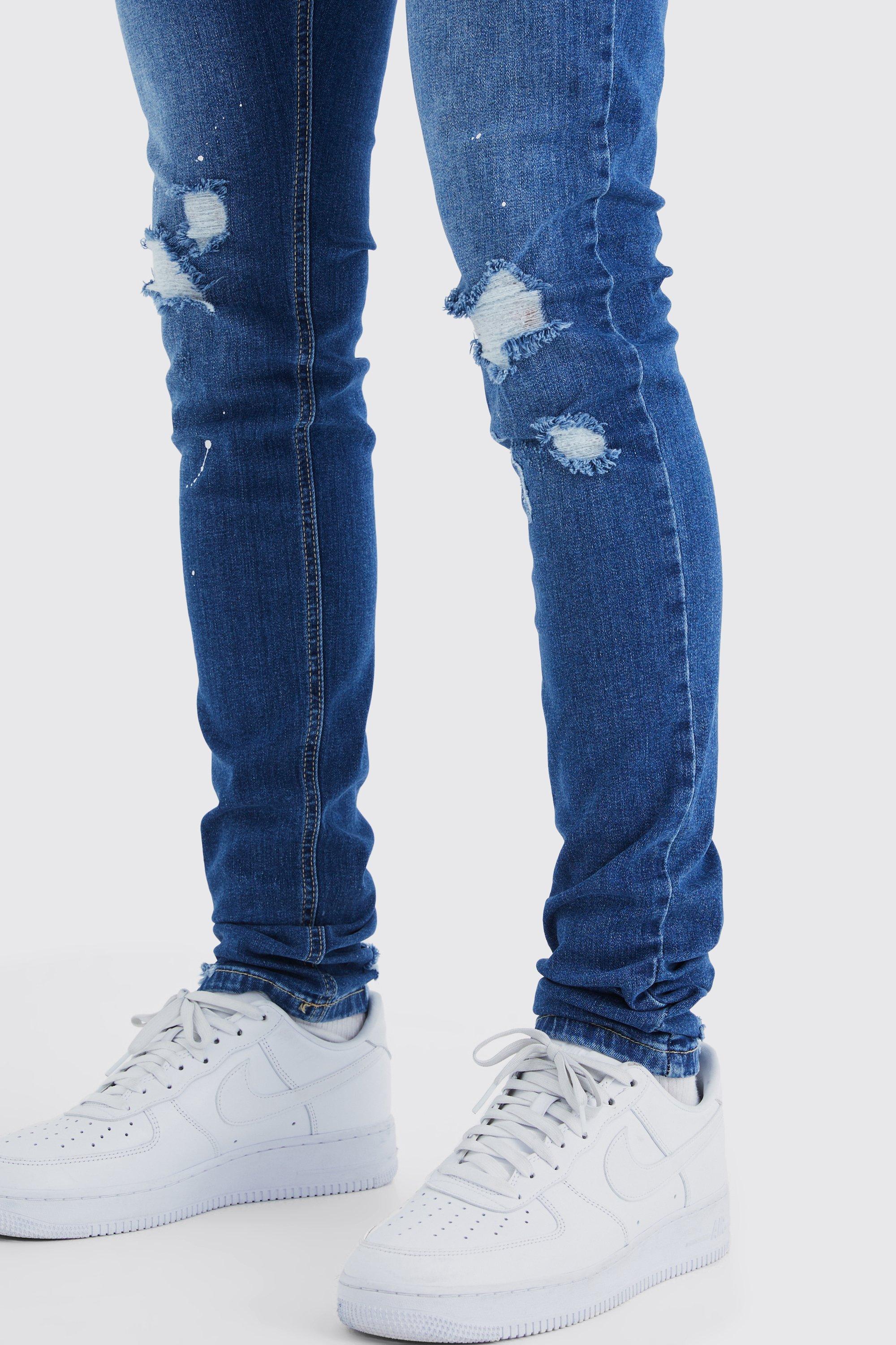 White skinny best sale jeans ripped knee